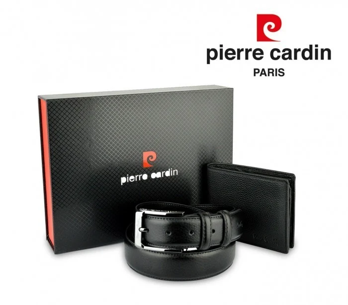 8806 LUKAS03 Coffret ceinture et portefeuille homme en vrai cuir PIERRE CARDIN