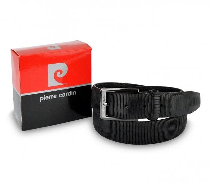 Ceinture homme 8013 en vrai cuir PIERRE CARDIN marron et noire boucle avec logo
