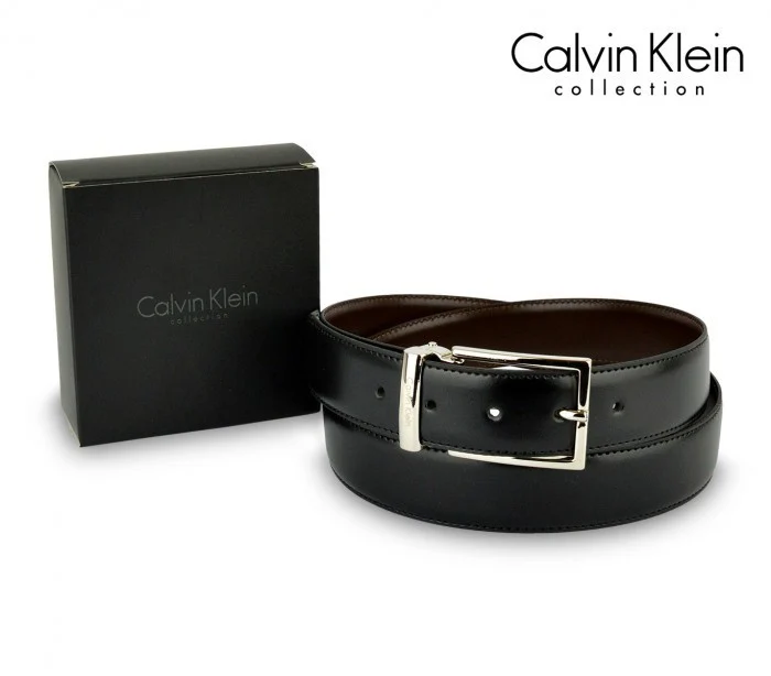 Ceinture CK014 B48 en cuir CALVIN KLEIN avec boucle en acier poli 110 / 125 cm