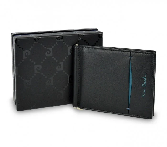 Porte-cartes de crédit PIERRE CARDIN vrai cuir 8858 TILAK07 avec pince à billet