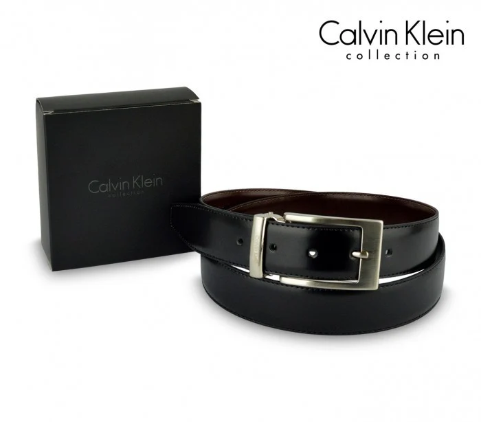 Ceinture CK014 B36 en cuir CALVIN KLEIN avec boucle en acier poli 110 / 125 cm