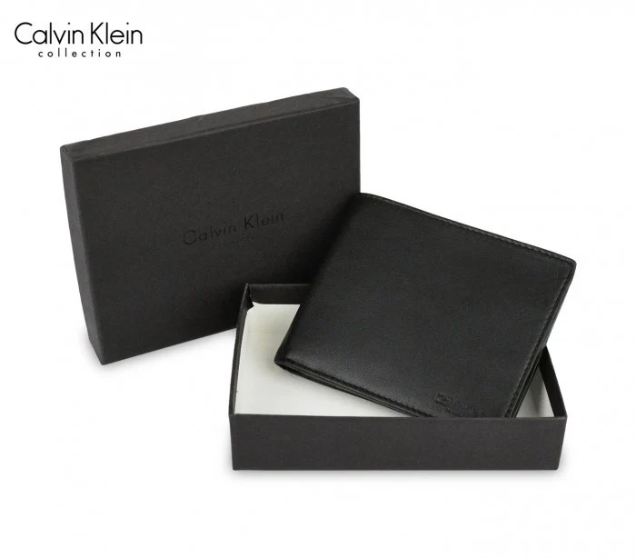 S08 portefeuille noir Calvin Klein vertical pour homme en vrai cuir