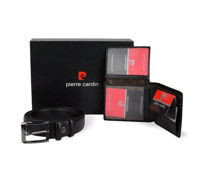 8866 - Coffret cadeau Pierre Cardin comprend ceinture en cuir et porte-monnaie