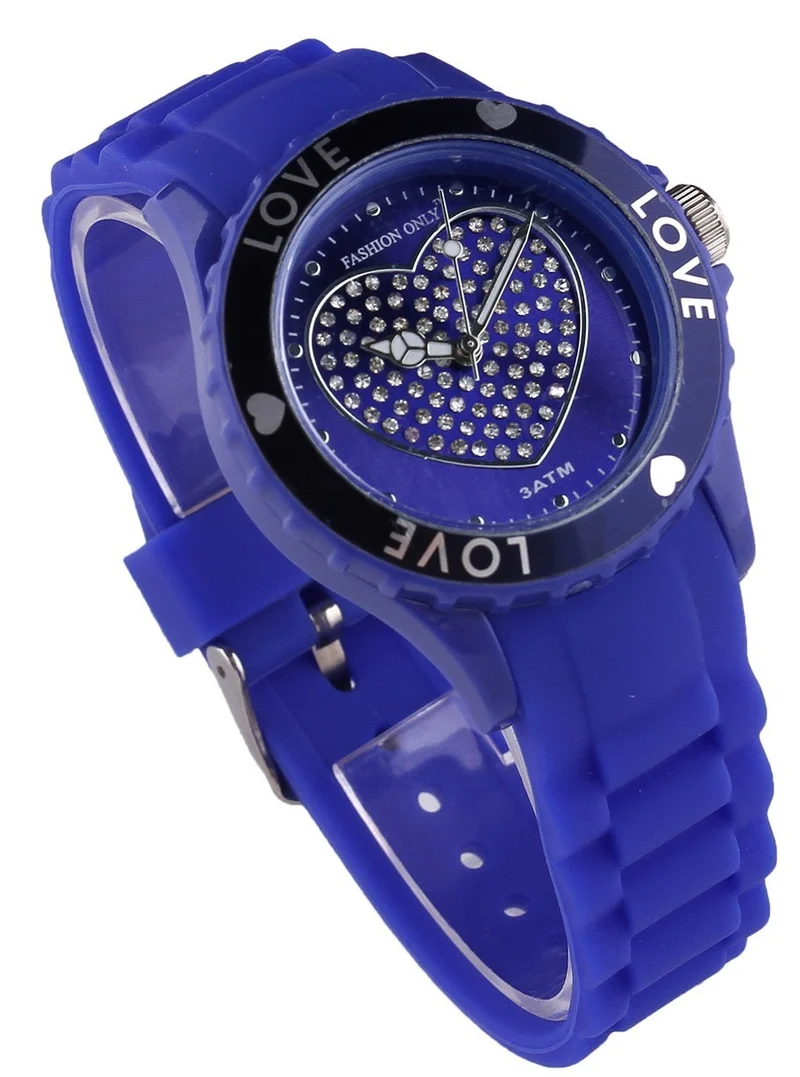 Montre femme "Colors of Love" cadre lumineux avec coeur et bracelet en silicone