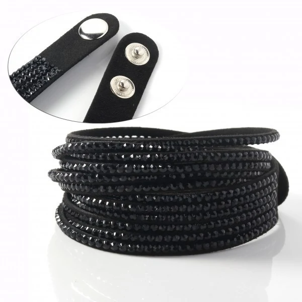 Bracelet strass en daim 284 - mod. fermeture clip Swansea