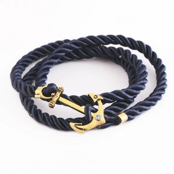 Bracelet Charm avec des paillettes corde nautique ancre bijoux unisexe