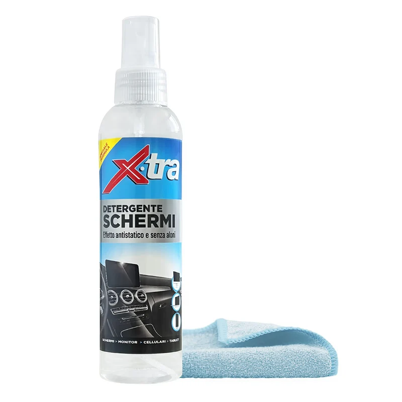 Dégraissant pour affichages LCD 200 ml anti-traces avec chiffon en microfibre