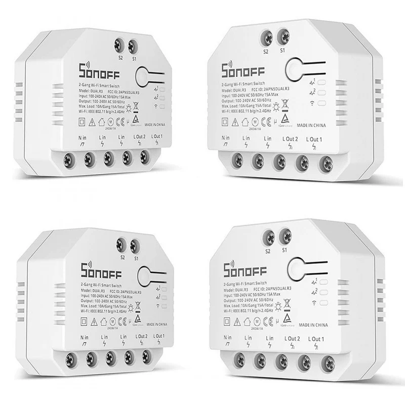 4pcs SONOFF DUAL MINI R3 2-Gang 2-Way Smart Light Switch