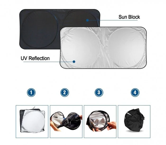 800240 WISDOM pare-soleil pour pare-brise 150x70 cm anti-UV et thermique