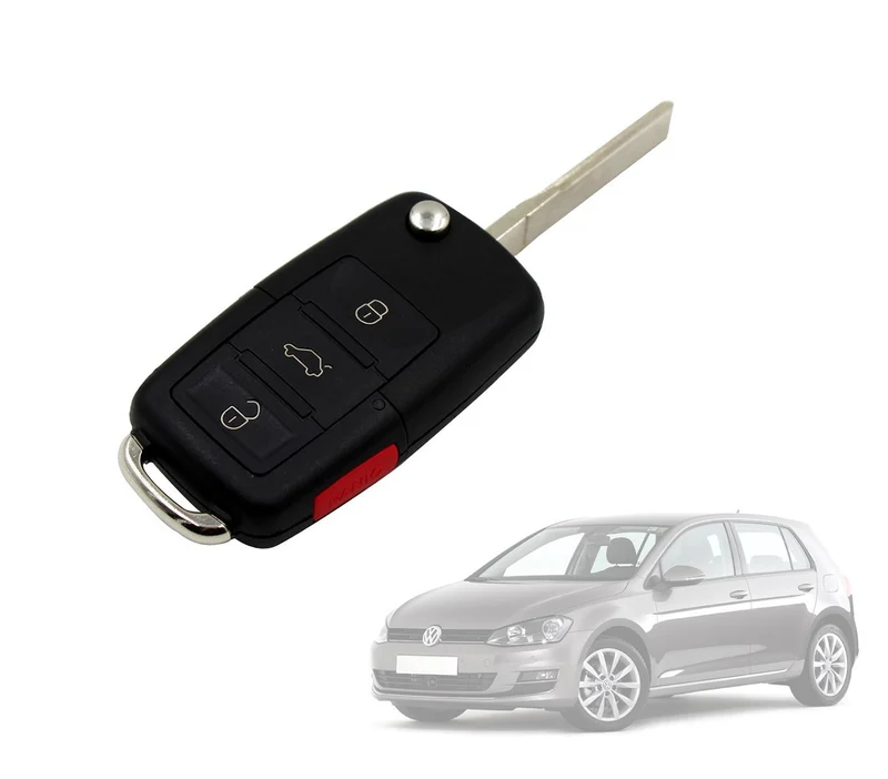 Coque de clé verrouillage télécommande 4 boutons à distance pour VOLKSWAGEN GOLF