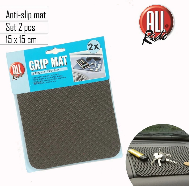 Set 2 tapis antidérapantes 15X15 cm pour voiture - tableau de bord- GRIPMAT