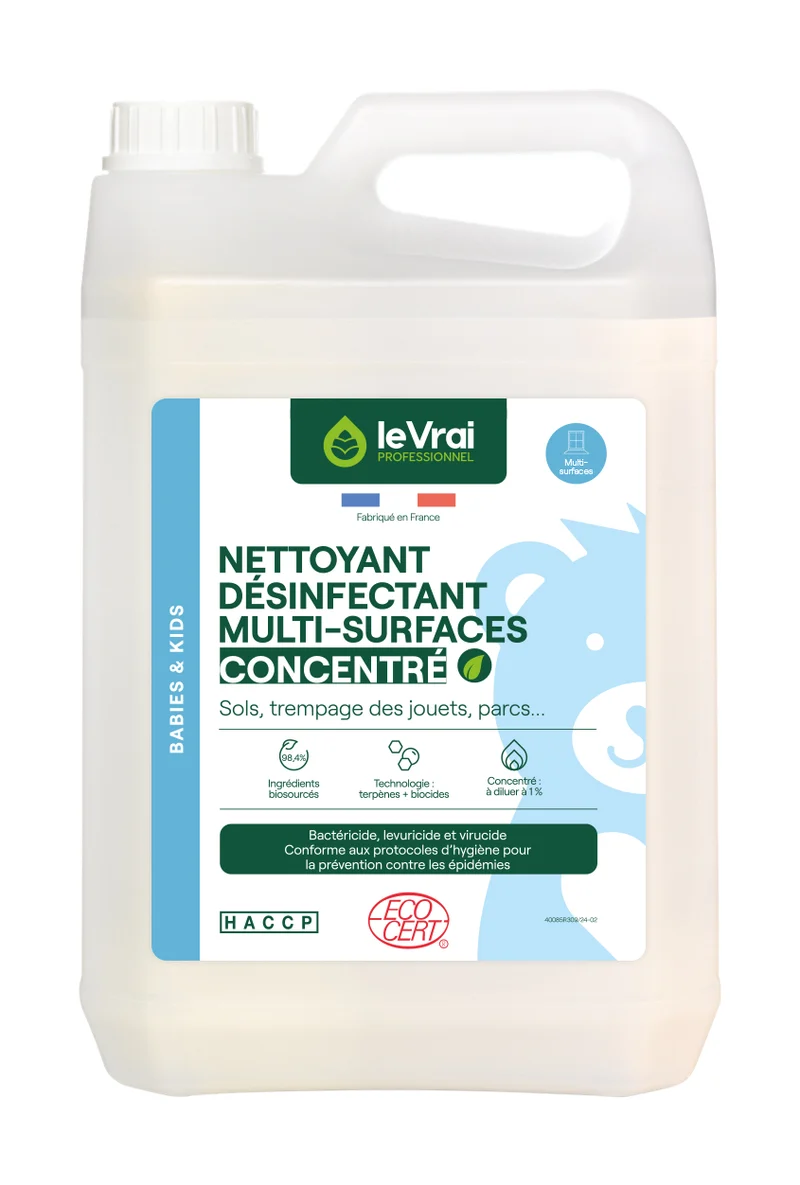 DETERGENT DESINFECTANT MULTI SURFACES CONCENTRE BABIES & KIDS LE VRAI PROFESSIONNEL 5L