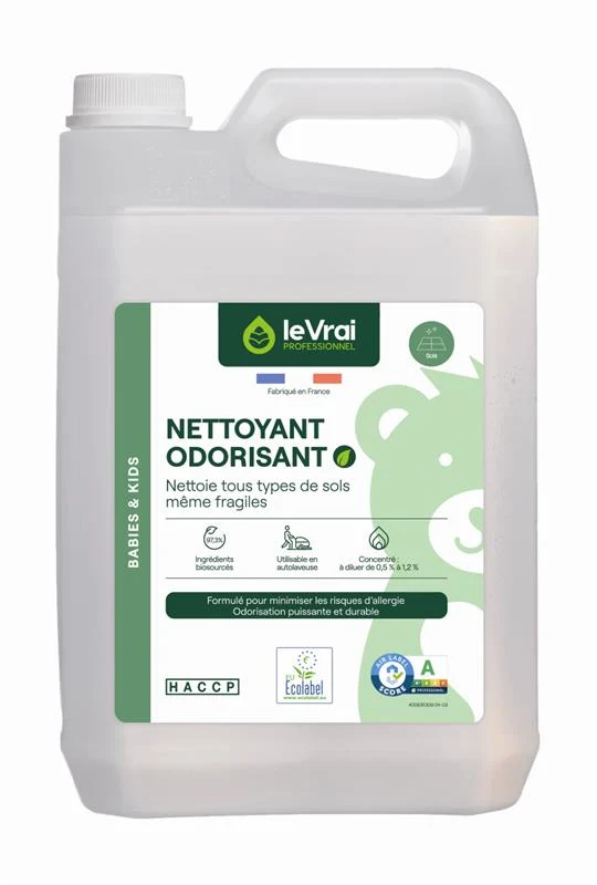 NETTOYANT ODORISANT CONCENTRE SOLS BABIES & KIDS LE VRAI PROFESSIONNEL ECOLABEL 5L