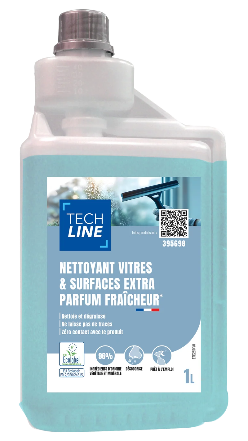 NETTOYANT VITRES & SURFACES EXTRA TECHLINE ECOLABEL 1L DOSEUR