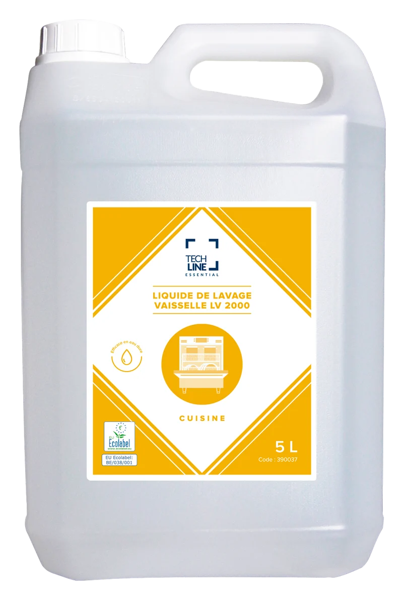 DETERGENT LIQUIDE VAISSELLE EAU DURE TECHLINE LV2000 ECOLABEL EU 5L