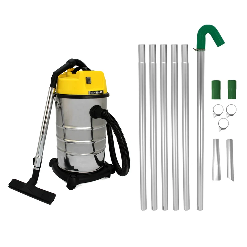 MAXBLAST Lot de Aspirateur Industriel 30 L & Perche Pour Gouttières 7,2 m