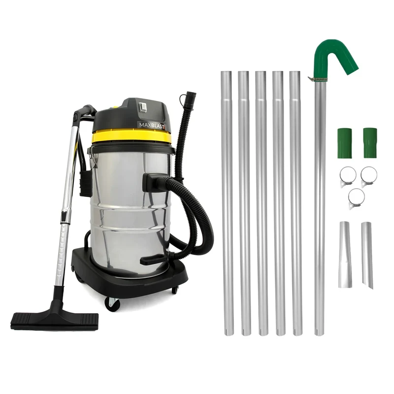 MAXBLAST Lot de Aspirateur Industriel 50 L & Perche Pour Gouttières 7,2 m