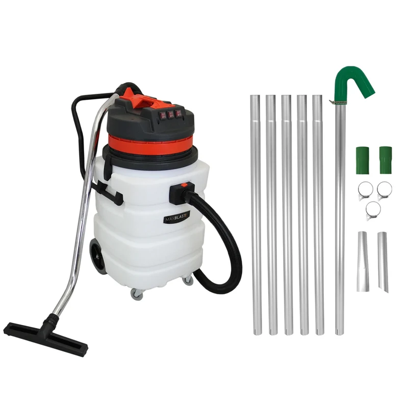 MAXBLAST Lot de Aspirateur Industriel 90 L & Perche Pour Gouttières 7,2 m