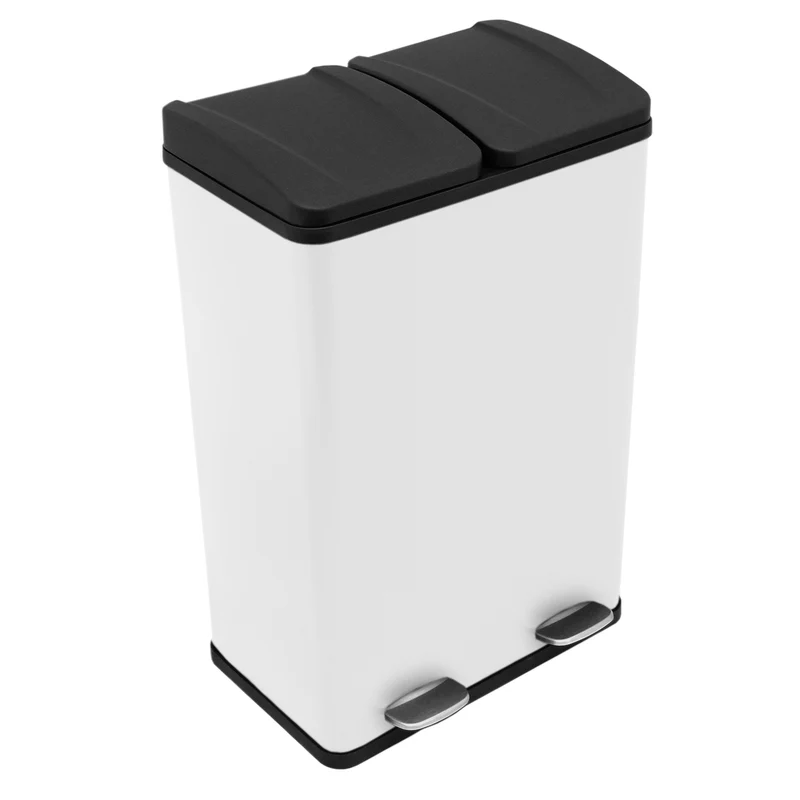 Poubelle de Recyclage à Double Bac 60 L - Blanc