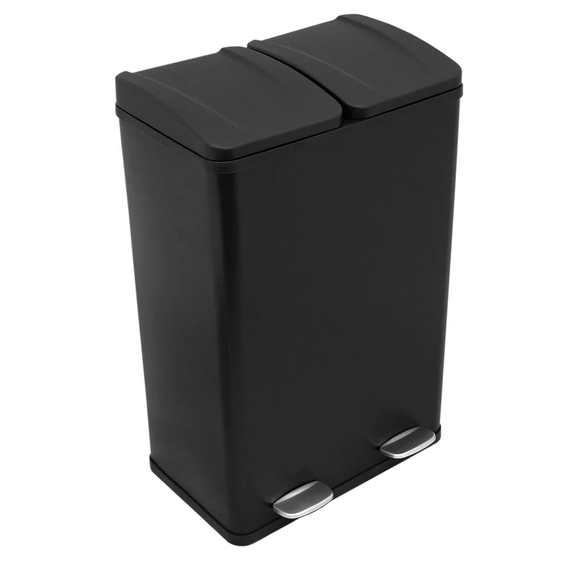 Poubelle de Recyclage à Double Bac 60 L - Noir
