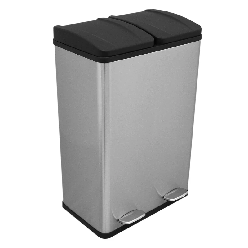 Poubelle de Recyclage à Double Bac 60 L - Acier inoxydable