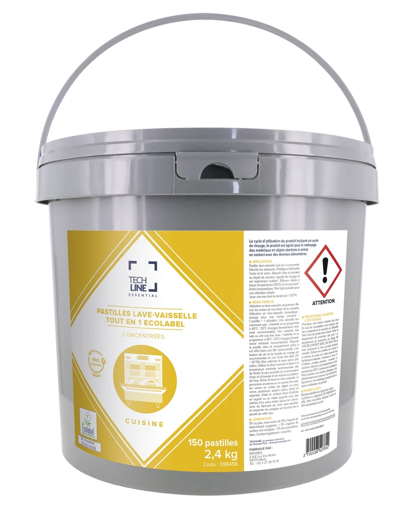 PASTILLES LAVE VAISSELLE TOUT EN 1 TECHLINE ECOLABEL X150