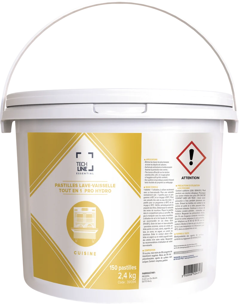 DETERGENT TABLETTES VAISSELLE TOUT EN 1 PRO HYDRO TECHLINE X150