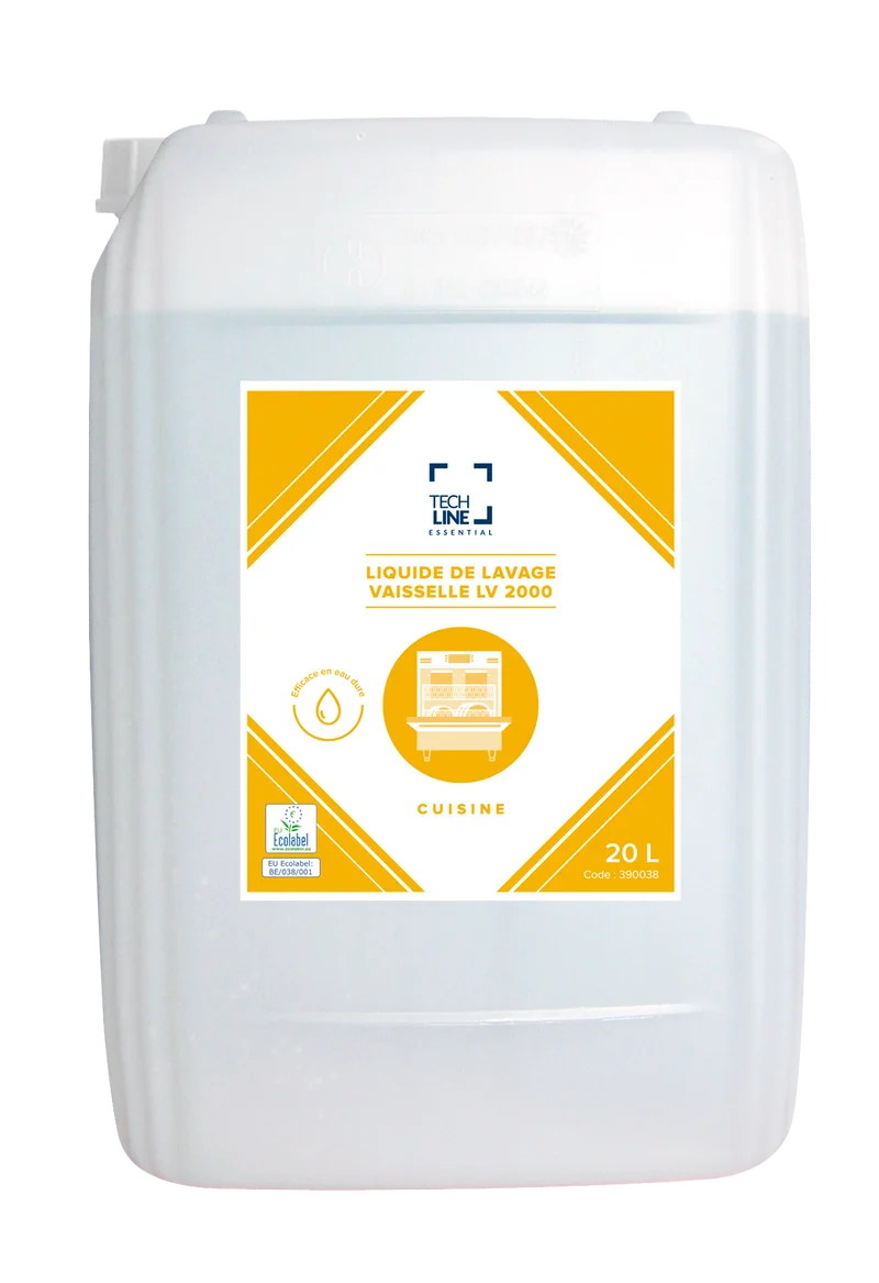 DETERGENT LIQUIDE VAISSELLE EAU DURE TECHLINE LV2000 ECOLABEL EU 20L