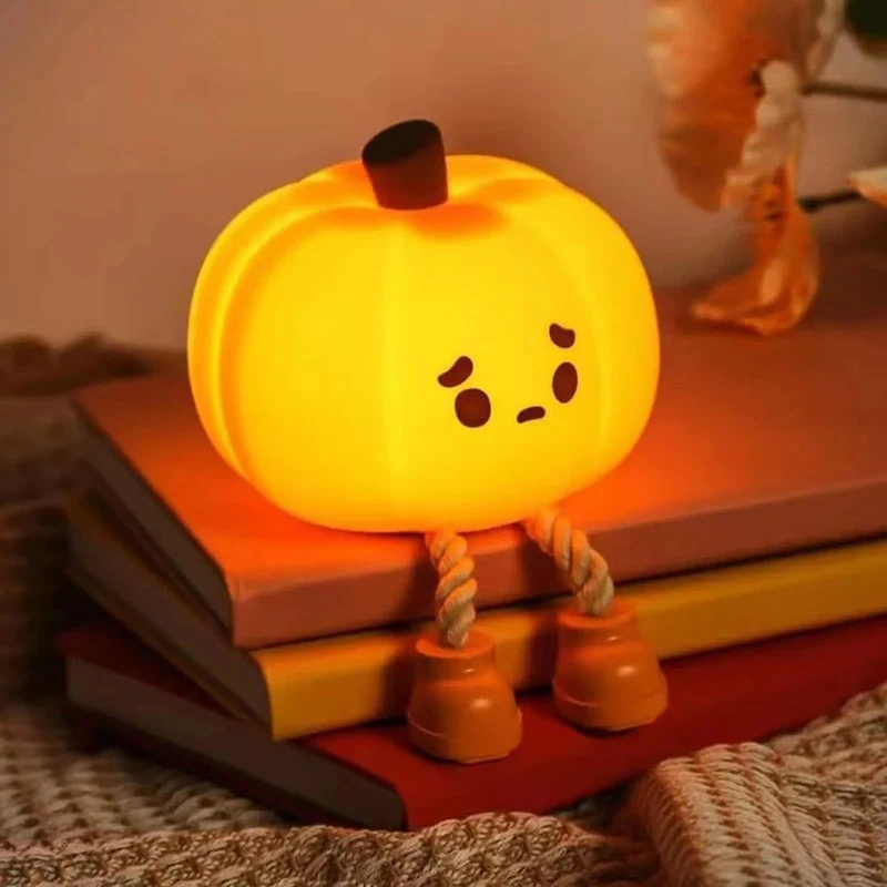 Halloween LED pumpkin-shaped night light with legs for the bedroom and nursery
