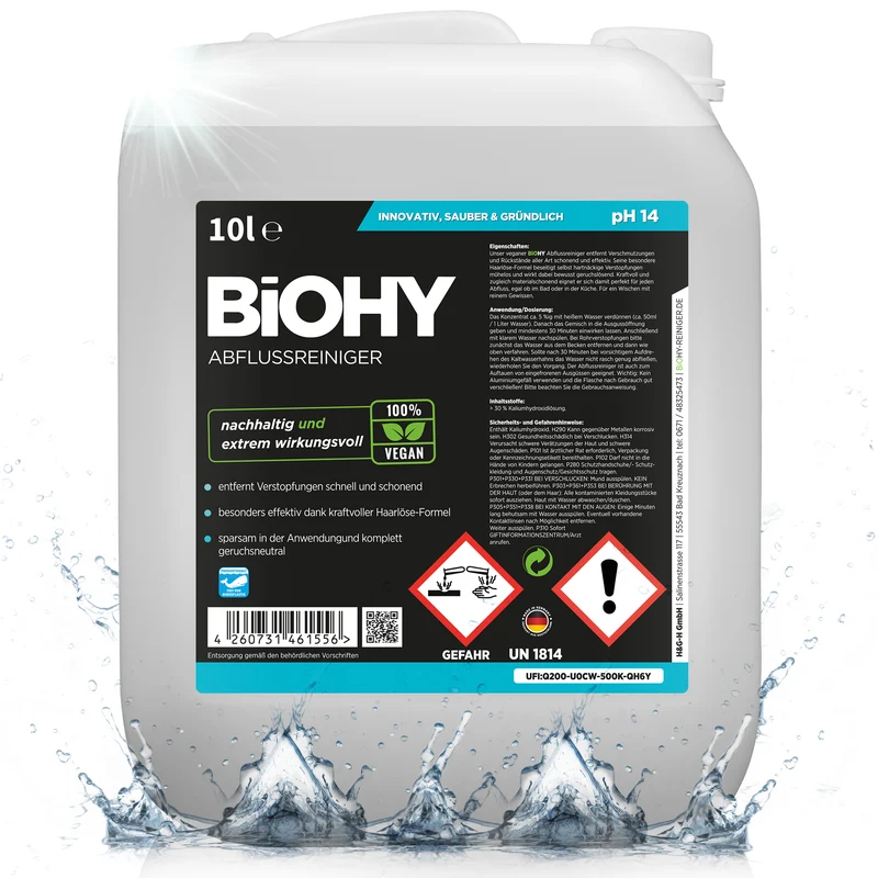 BiOHY déboucheur de canalisations, produit sans tuyau, concentré, B2B