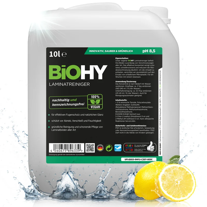 BiOHY nettoyant pour stratifiés, nettoyant pour stratifiés, nettoyant pour sols, essuyage de stratifiés, B2B