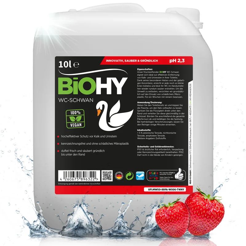 BiOHY WC Swan, Détartrant urinaire, Nettoyant WC, Nettoyant pour toilettes, B2B