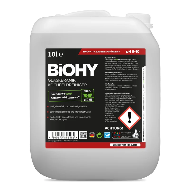 BiOHY nettoyant vitrocéramique pour table de cuisson, nettoyant pour table de cuisson, nettoyant vitrocéramique, concentré, B2B