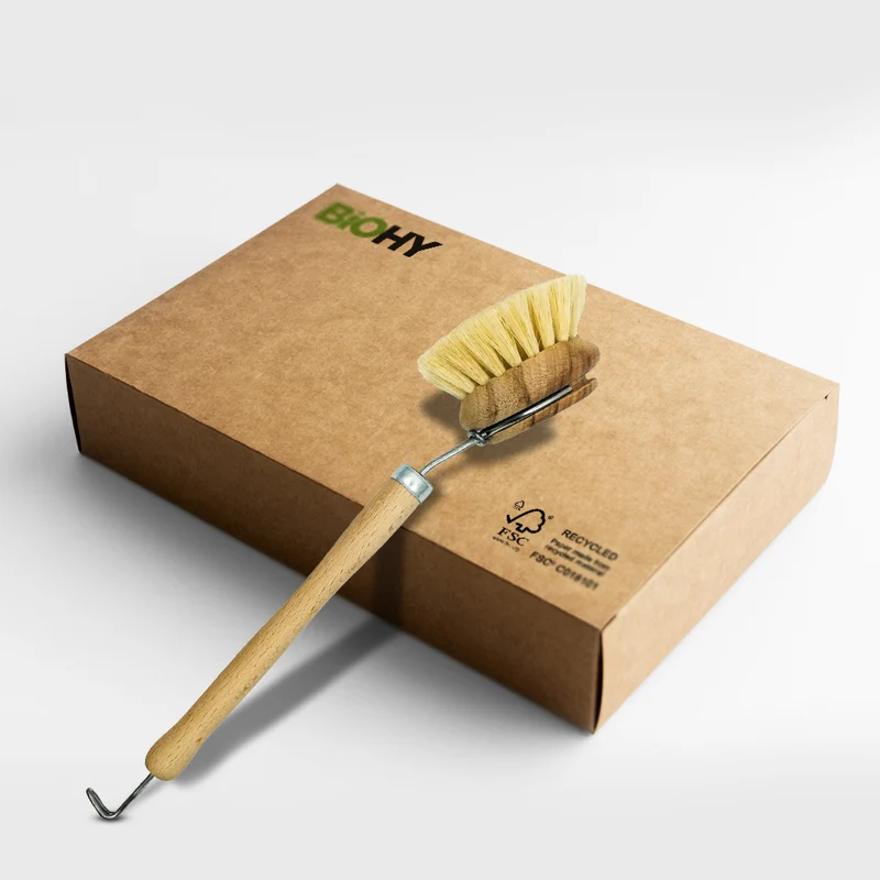 BiOHY Brosse à vaisselle en bois de hêtre et fibre, Brosse en bois, Brosse de cuisine, Brosse à vaisselle