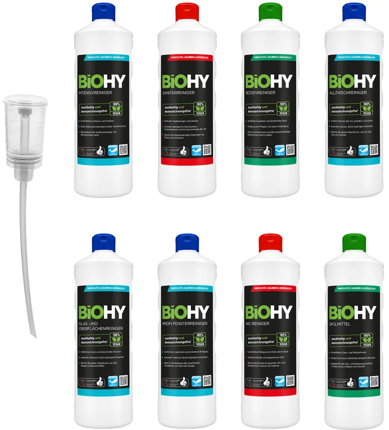 Kit complet de détergent professionnel BiOHY (bouteille de 8x1l) + doseur