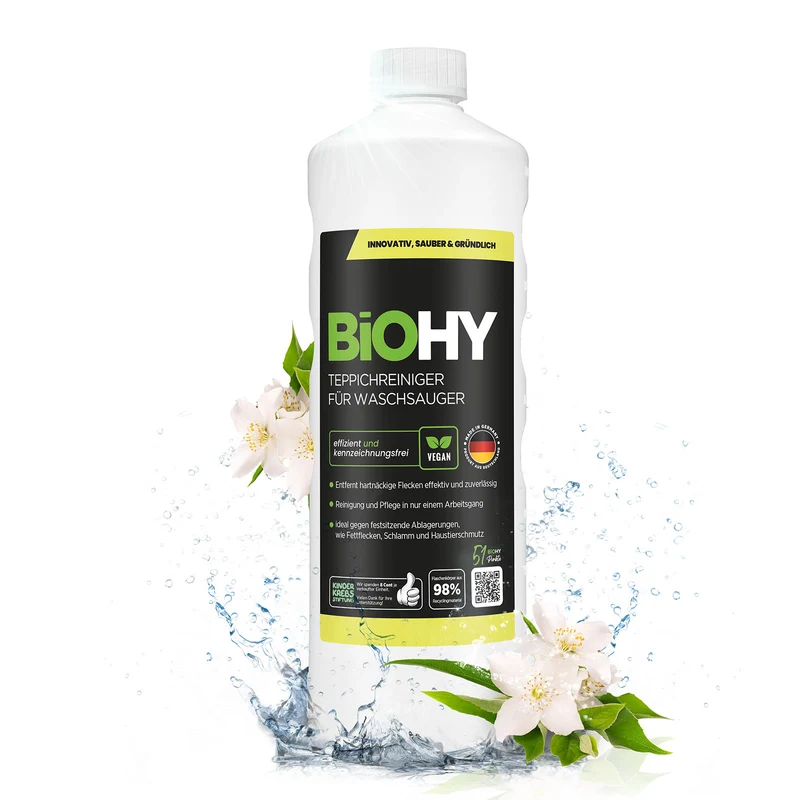 BiOHY Nettoyeur de tapis pour aspirateur-laveur, shampooing pour tapis, nettoyeur de textiles, nettoyeur vapeur pour tapis