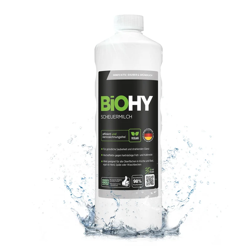 BiOHY lait à récurer, nettoyant pour cuisine et salle de bain, lait de nettoyage