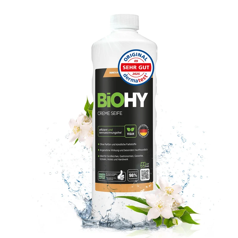 Savon crème BiOHY, Lotion lavante douce pour la peau, Savon pour les mains sans phosphate, Crème de savon relipidante