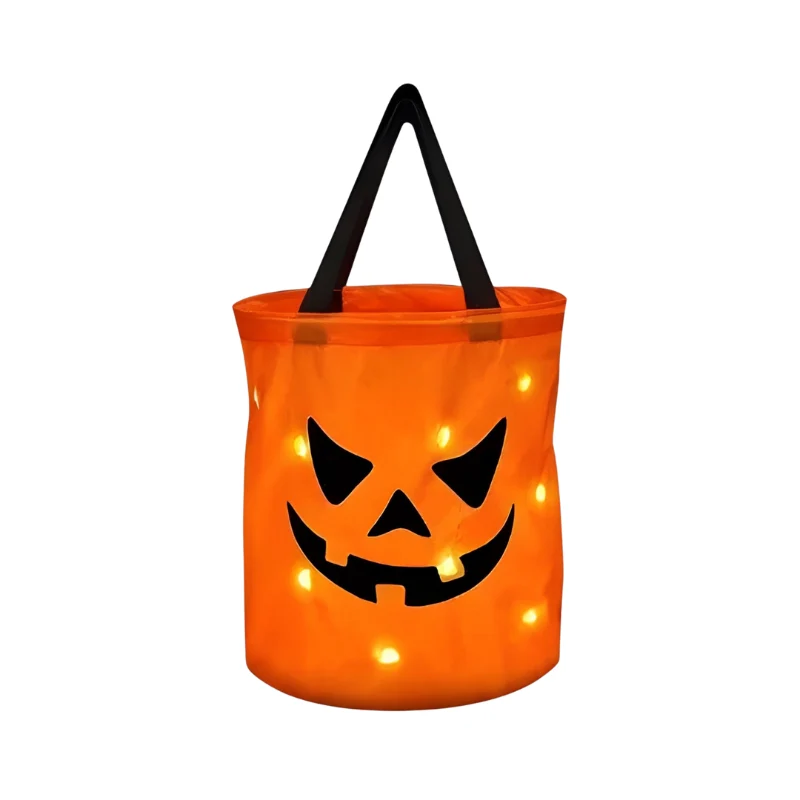 Halloween Pumpkin Candy Basket with LED Lighting for Decoration