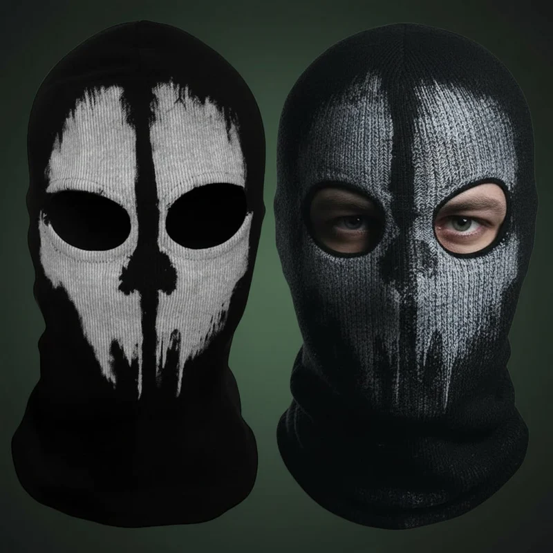 Halloween Skull Balaclava for Children and Adults, Black Knitwear