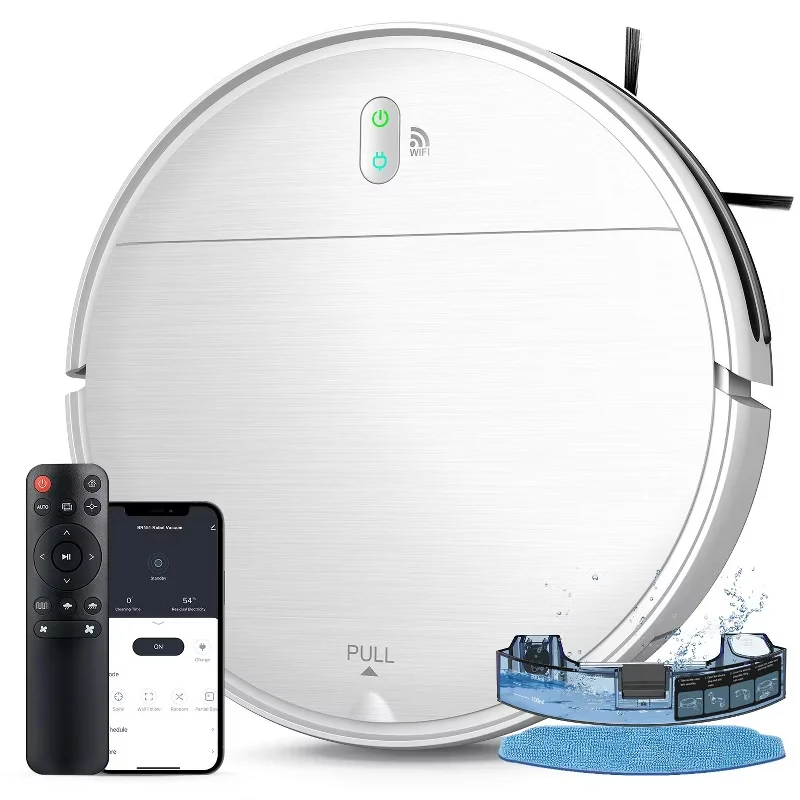 BR151 Robot Vacuum and Mop Combo, Robotic Vacuum with APP/Remote, Self-Charging Ideal for Pet Hair, White