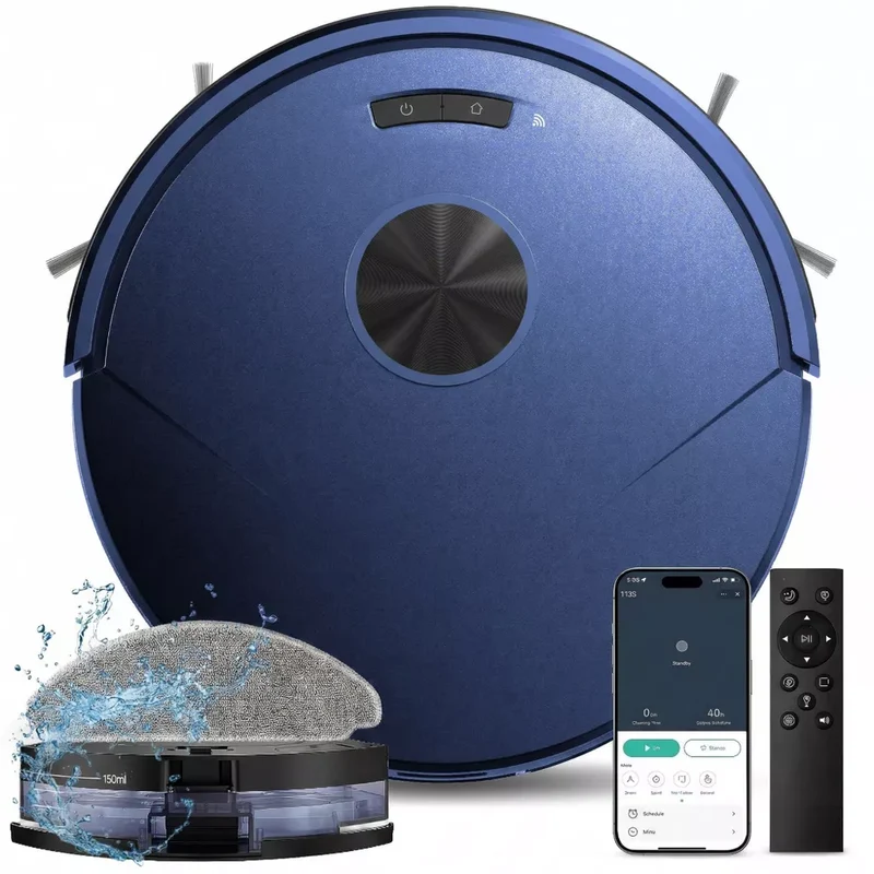 Teendow T13S 8000Pa Robot Vacuum and Mop Combo, 2-in-1 Robot Vacuum Cleaner with App & Wi-Fi